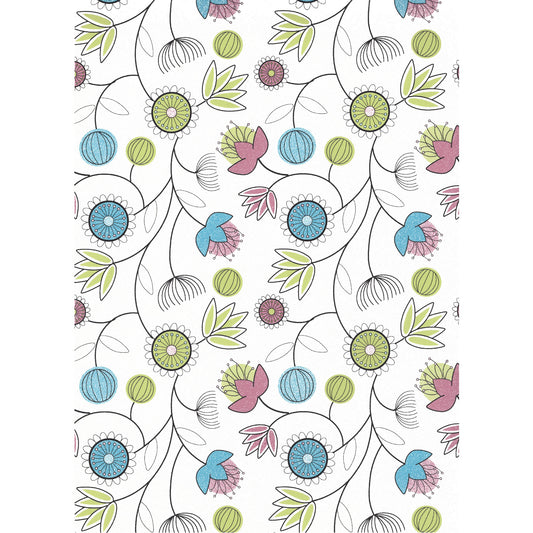 Allover Chintz Pastel Artdeco Flower 9 x 13.5 Inch Overglaze Ceramic Decal Sheet