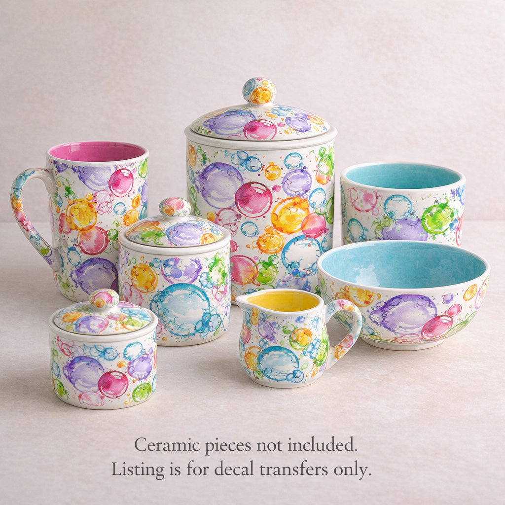 Allover Chintz Colorful Bubbles 9 x 13.5 Inch Overglaze Ceramic Decal Sheet