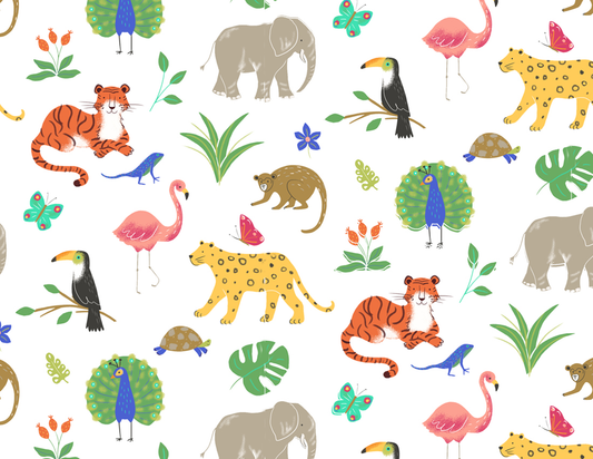 Allover Chintz Jungle Creatures 9 x 13.5 Inch Overglaze Ceramic Decal Sheet