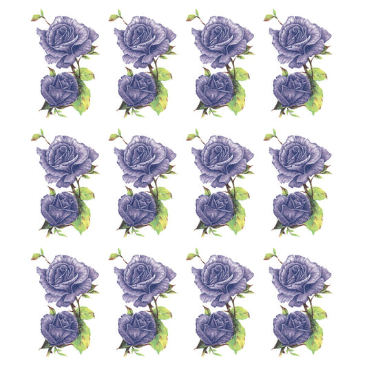 Purple Lavender Rose Flowers 12 pcs 1.5 Inch Overglaze Waterslide Ceramic Decals