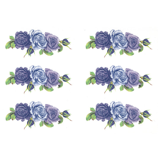 Purple Lavender Rose Flowers F 6 pcs 2.5 Inch Overglaze Waterslide Ceramic Decals