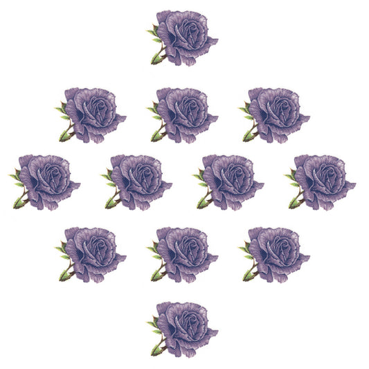 Purple Lavender Rose Flowers G 12 pcs 0.75 Inch Overglaze Waterslide Ceramic Decals