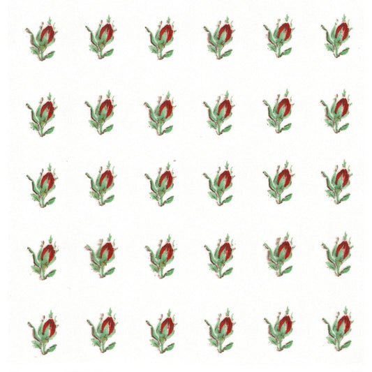 Red Rose Buds Small Flower Overglaze Waterslide Ceramic Decals