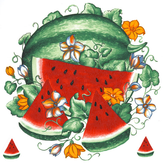 Watermelon Garden 7.5 Inch Overglaze Waterslide Ceramic Decal