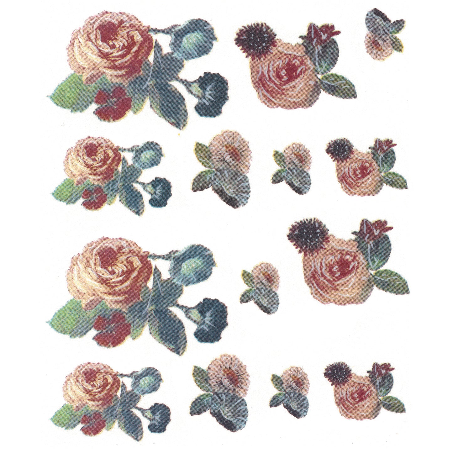Pink Rose and Dove 14 pcs Overglaze Waterslide Ceramic Decals