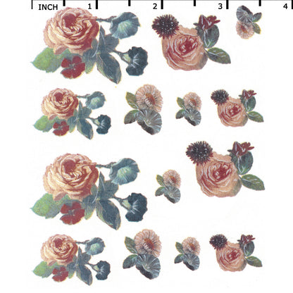Pink Rose and Dove 14 pcs Overglaze Waterslide Ceramic Decals