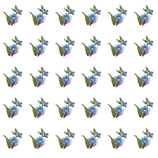 Blue Forget Me Not Flowers 0.5 Inch 30 pcs Overglaze Ceramic Decals