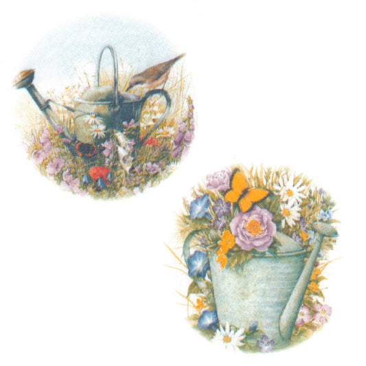 Garden Watering Can Pair Overglaze Waterslide Ceramic Decals