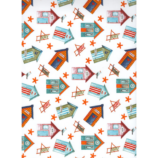 Allover Chintz Beach Huts 9 x 13.5 Inch Overglaze Ceramic Decal Sheet