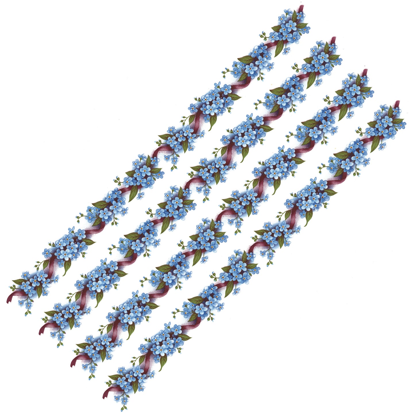 Forget Me Not Knot Blue Flowers Borders Overglaze Waterslide Ceramic Decals