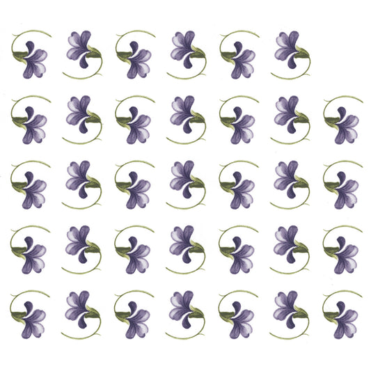 Purple Violet Flower Style 9 0.75 Inch 34 pcs Overglaze Waterslide Ceramic Decals