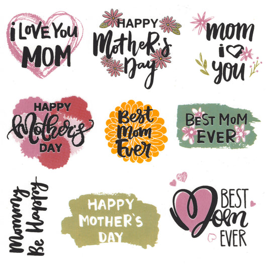 Mothers Day Set of 9 Overglaze Waterslide Ceramic Decals