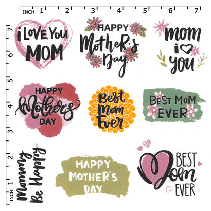 Mothers Day Set of 9 Overglaze Waterslide Ceramic Decals