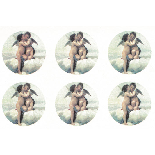 Angels Cherubs Kissing 6pcs 2 Inch Overglaze Waterslide Ceramic Decals