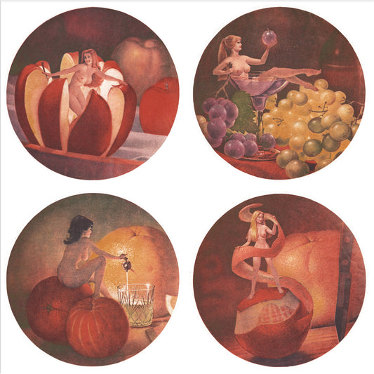 Vintage Pinup Ladies with Fruits Overglaze Waterslide Ceramic Decals