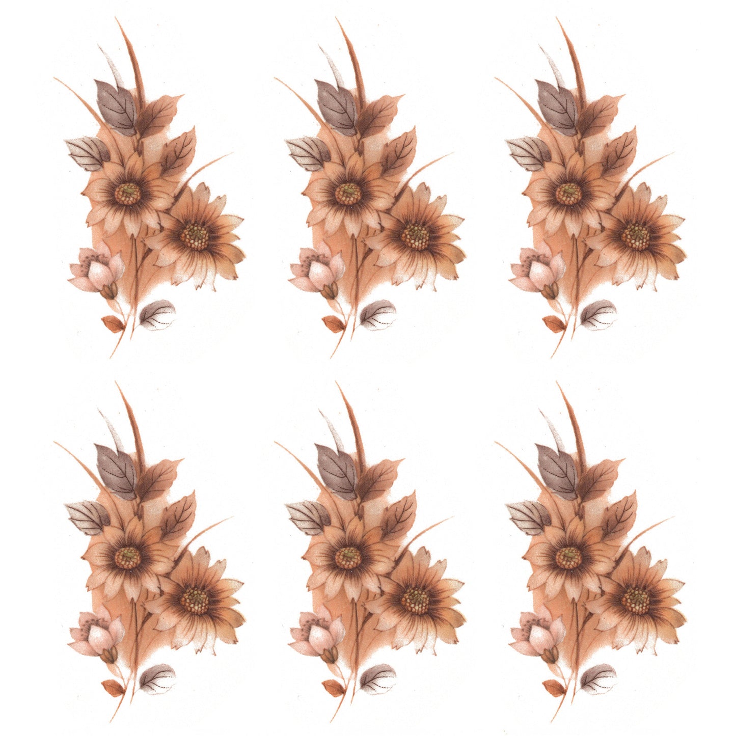 Yellow Bouquet of Flowers 2.5 Inch 6 pcs Overglaze Waterslide Ceramic Decals