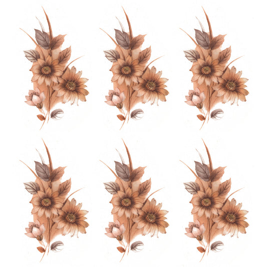 Yellow Bouquet of Flowers 2.5 Inch 6 pcs Overglaze Waterslide Ceramic Decals
