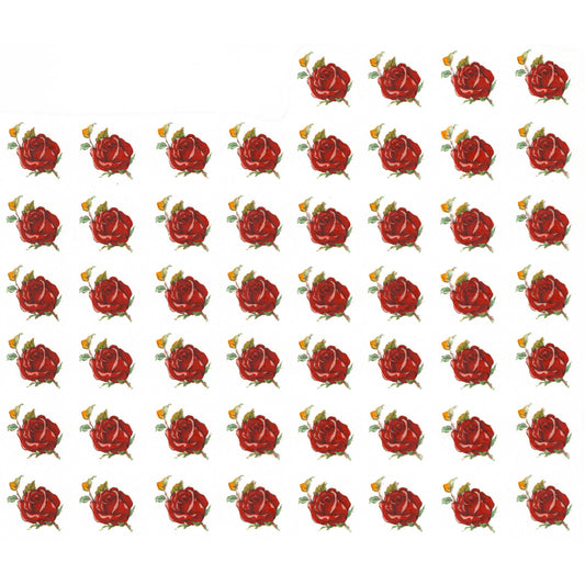 Red Rose Singles 1 Inch 52 pcs Flower Overglaze Waterslide Ceramic Decals