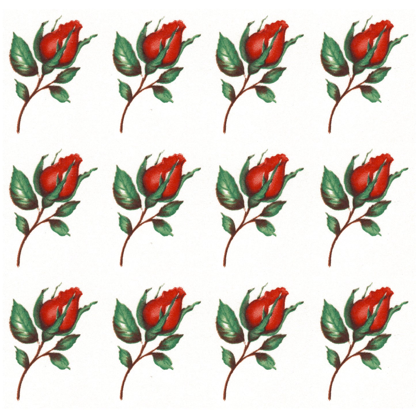 Red Rose Bud Flower Small Overglaze Waterslide Ceramic Decals
