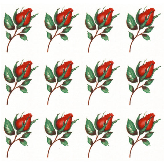 Red Rose Bud Flower Small Overglaze Waterslide Ceramic Decals