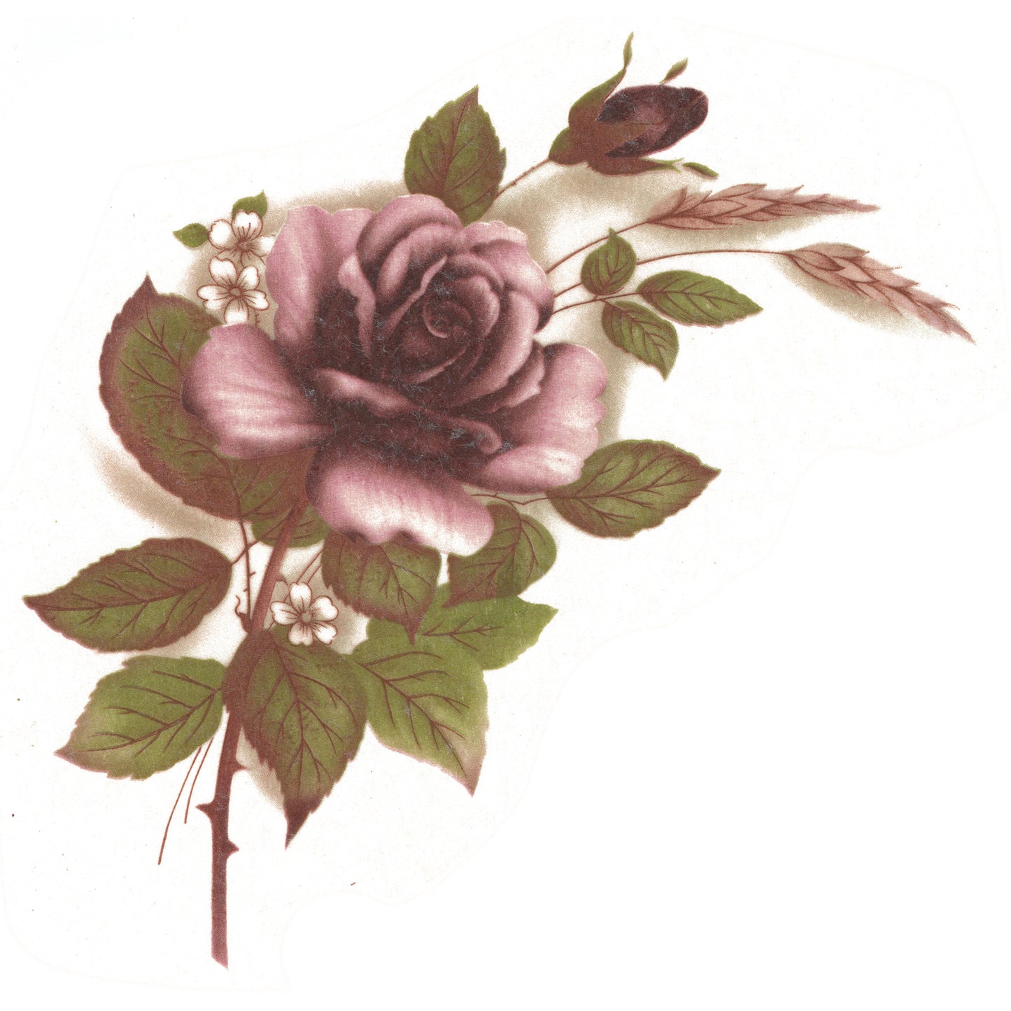 Burgundy Rose Flowers Overglaze Waterslide Ceramic Decals