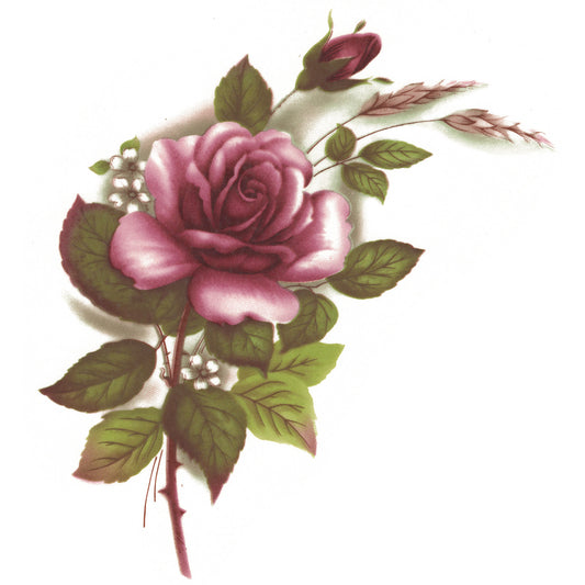 Mauve Purple Rose Flowers Overglaze Waterslide Ceramic Decals