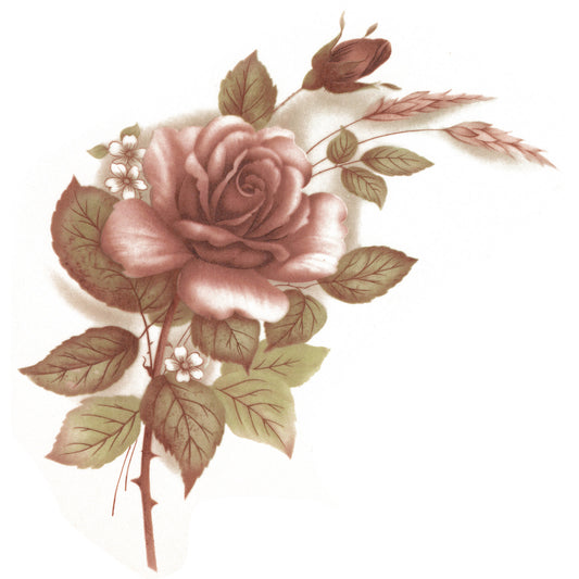 Pink Rose Flowers Overglaze Waterslide Ceramic Decals
