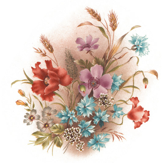 Vintage Floral Bouquet Warm Tones Overglaze Waterslide Ceramic Decals