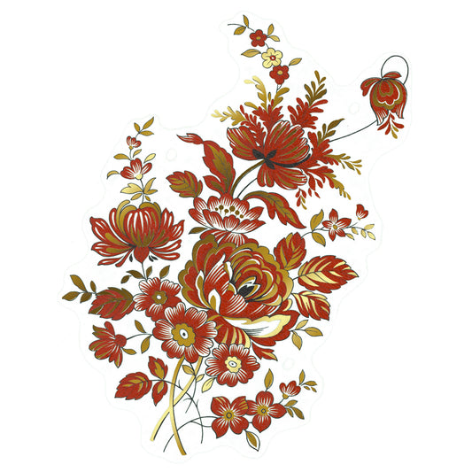 Vintage Red Floral with Gold Chinoiserie Overglaze Waterslide Ceramic Decals