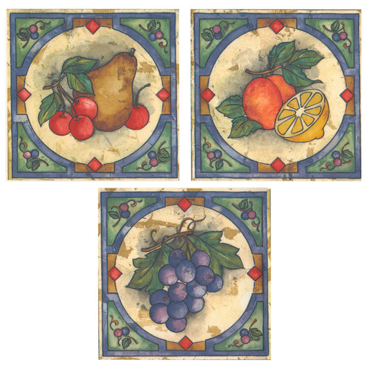 Fruit Grapes Pears Lemons Square Tile Overglaze Waterslide Ceramic Decals