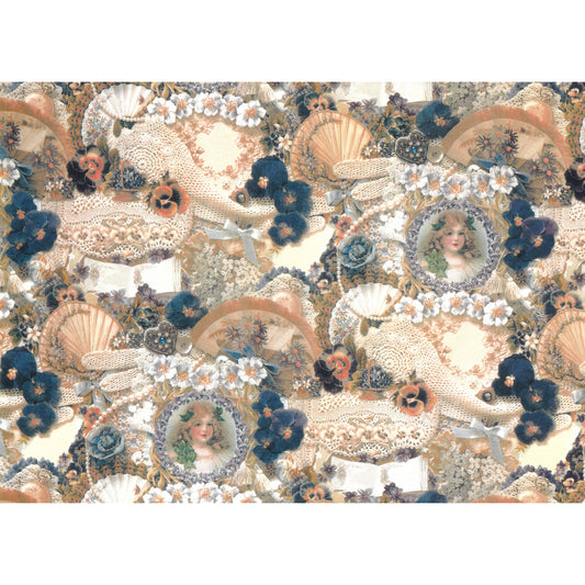 Allover Chintz Irish Lass 16 x 12 Inch Overglaze Ceramic Decal Sheet