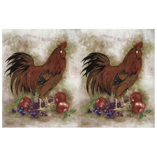 Rooster Apples Grapes Tray 11 x 7 Inch 1 pc Overglaze Waterslide Ceramic Decal