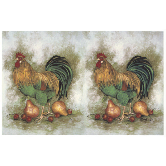 Rooster Pears Cherries Tray Mural Overglaze Waterslide Ceramic Decal