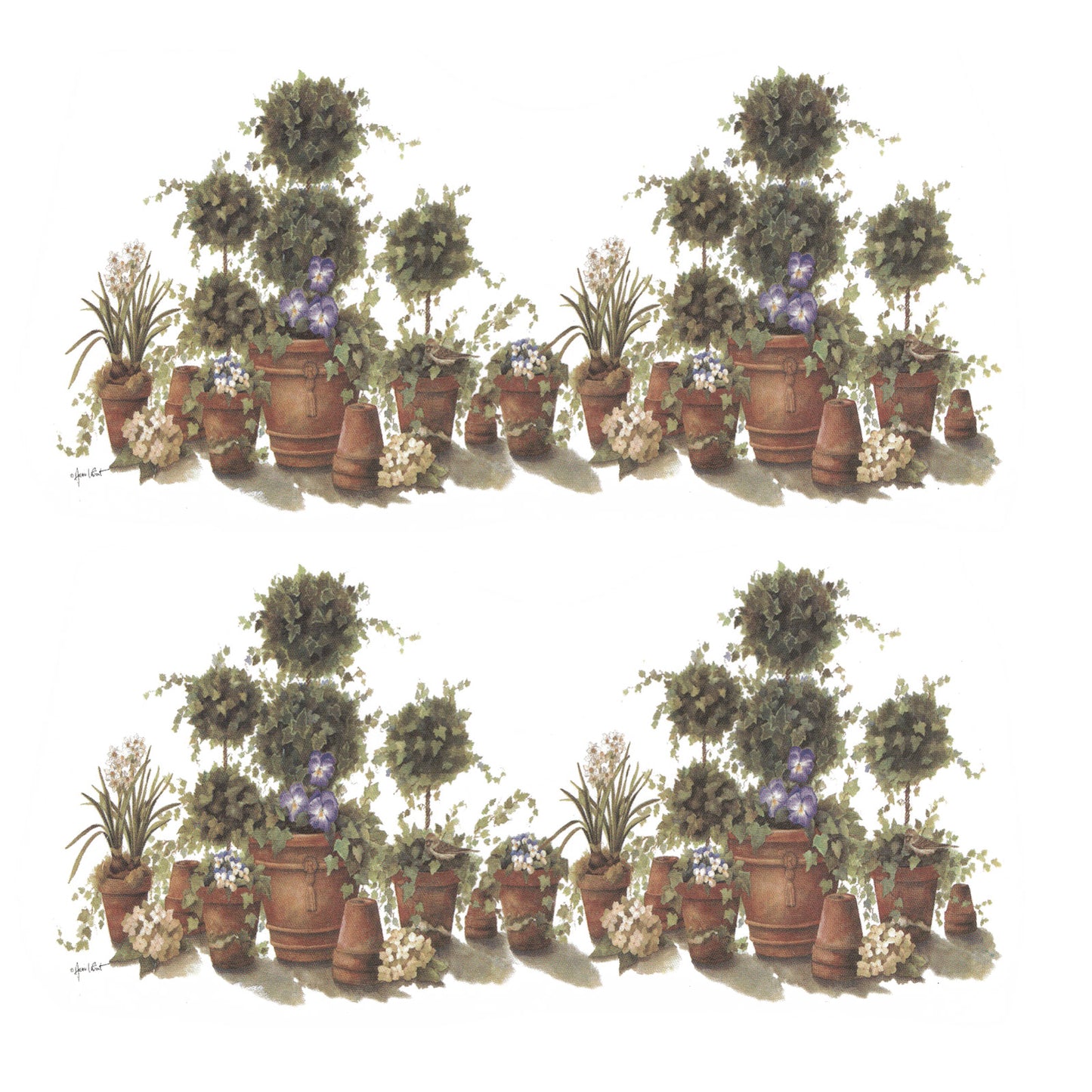 Rachel's Topiary Pots Mug Wrap 7.75 Inch 2 pcs Overglaze Waterslide Ceramic Decals