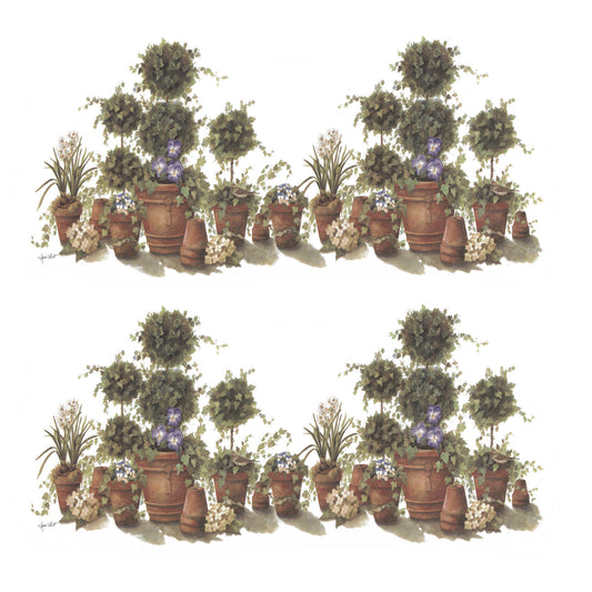 Rachel's Topiary Pots Mug Wrap 7.75 Inch 2 pcs Overglaze Waterslide Ceramic Decals