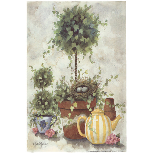Topiary Bird Nest 11 x 7.5 Inch Tray 1 pc Overglaze Ceramic Decal