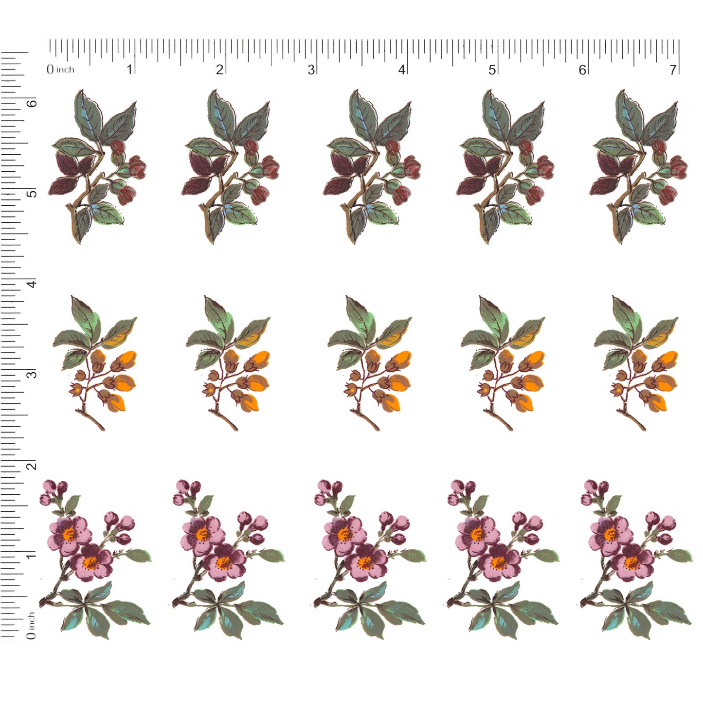 Tree Flowers Variety 1.75 Inch 15 pcs Overglaze Waterslide Ceramic Decals