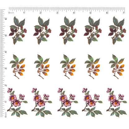 Tree Flowers Variety 1.75 Inch 15 pcs Overglaze Waterslide Ceramic Decals