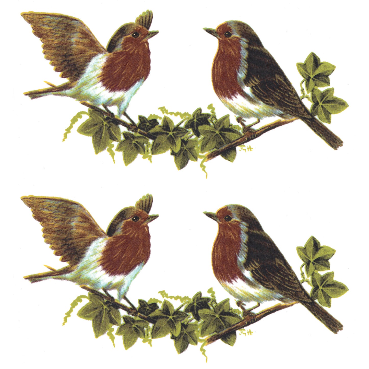 Robin Birds Mug Wrap 6.5 Inch 2 pcs Overglaze Waterslide Ceramic Decals