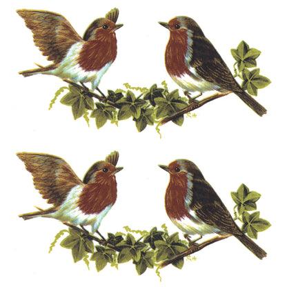 Robin Birds Mug Wrap 6.5 Inch 2 pcs Overglaze Waterslide Ceramic Decals