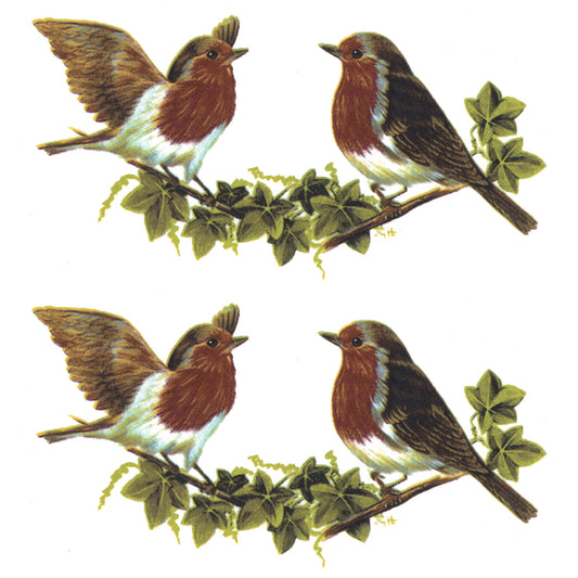 Robin Birds Mug Wrap 6.5 Inch 2 pcs Overglaze Waterslide Ceramic Decals