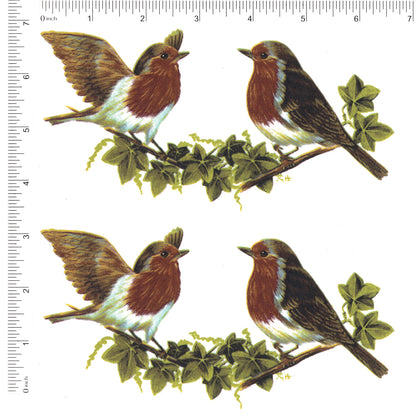 Robin Birds Mug Wrap 6.5 Inch 2 pcs Overglaze Waterslide Ceramic Decals