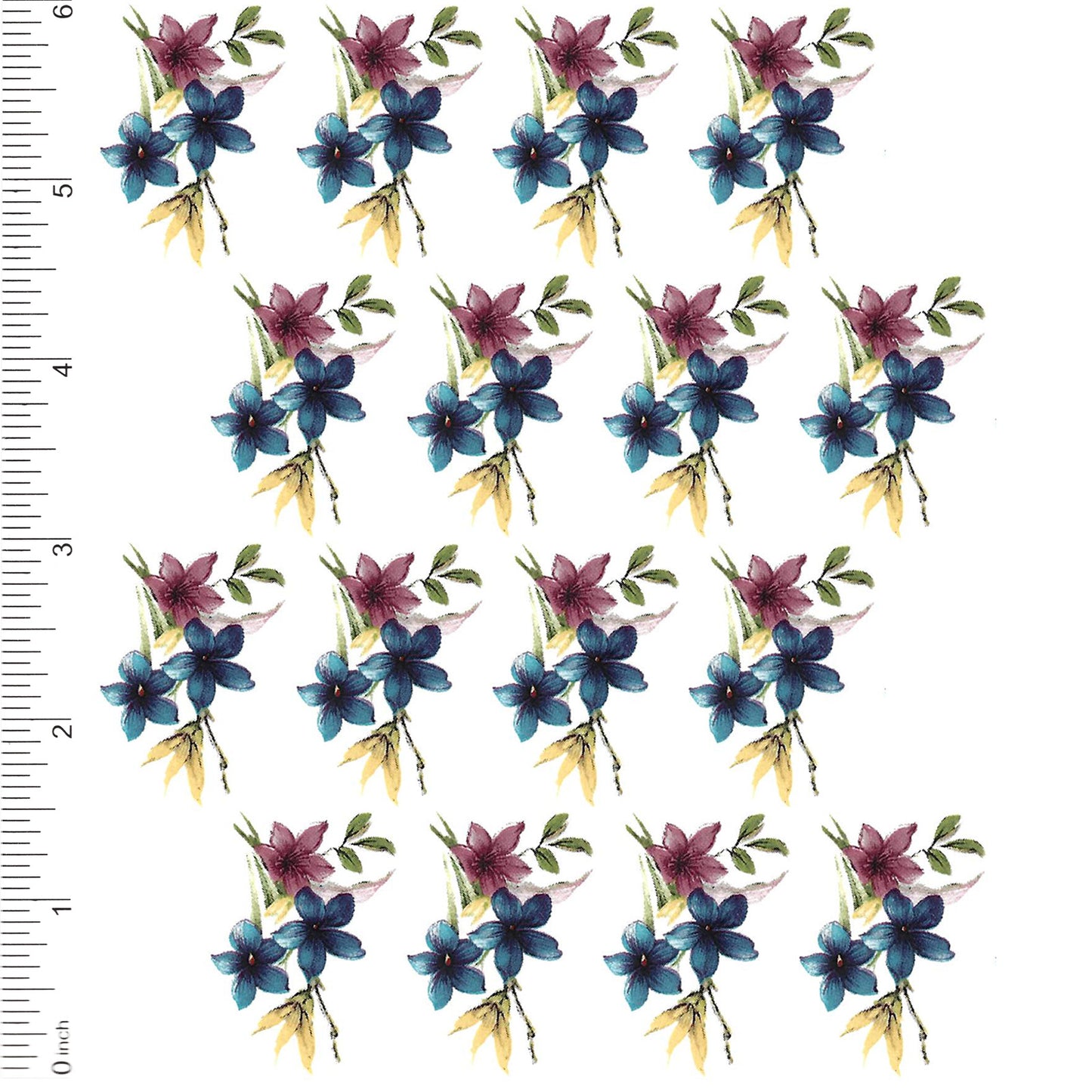 Clematis Spring Flowers 1.5 Inch 16 pcs Small Bouquets Overglaze Ceramic Decals