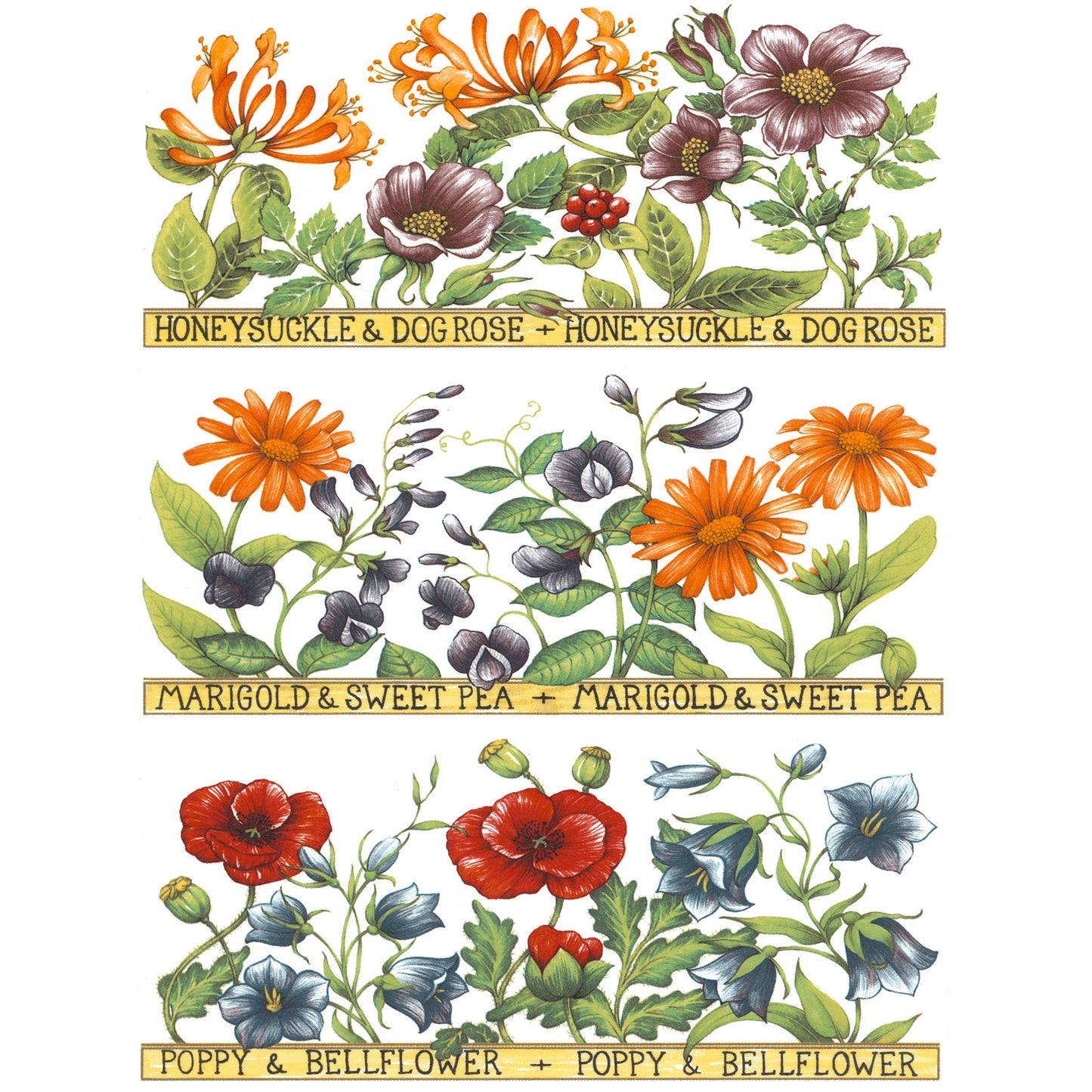Sweet Fragrance Flowers Mug Wraps 7.5 Inch 3 pcs Overglaze Waterslide Ceramic Decals