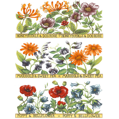 Sweet Fragrance Flowers Mug Wraps 7.5 Inch 3 pcs Overglaze Waterslide Ceramic Decals