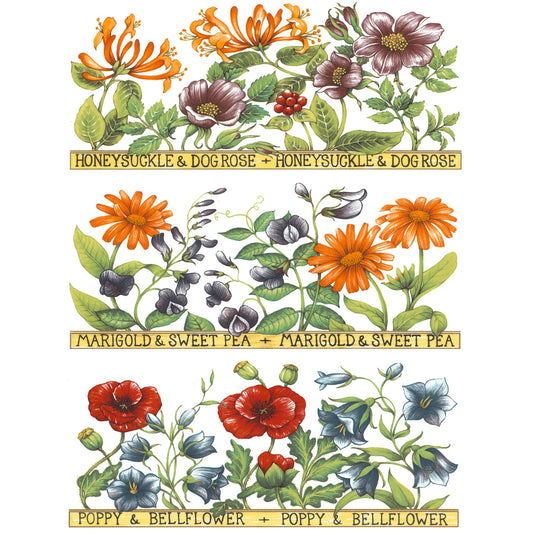 Sweet Fragrance Flowers Mug Wraps 7.5 Inch 3 pcs Overglaze Waterslide Ceramic Decals