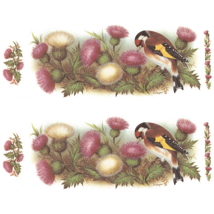 Goldfinch Thistle Mug Cup Wrap 8 Inch 2 pcs Overglaze Waterslide Ceramic Decal