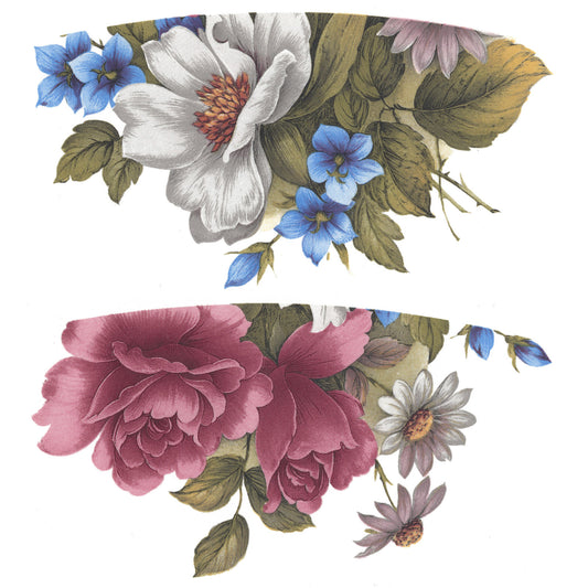 Summer Flower Teacup Wrap B 4 pcs 5 Inch Overglaze Waterslide Ceramic Decals