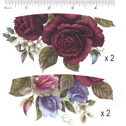 Summer Flower Teacup Wrap C 4 pcs 5 Inch Overglaze Waterslide Ceramic Decals