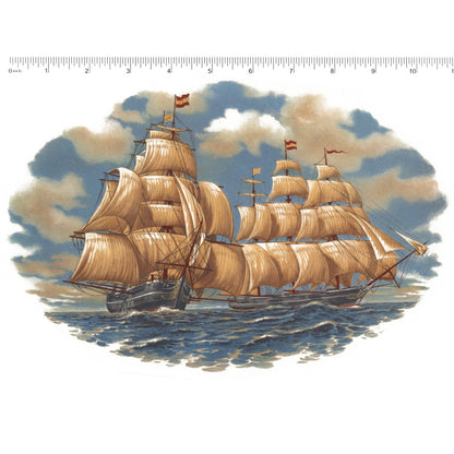 Clipper Ship 1 pc 10.75 Inch Overglaze Waterslide Ceramic Decal